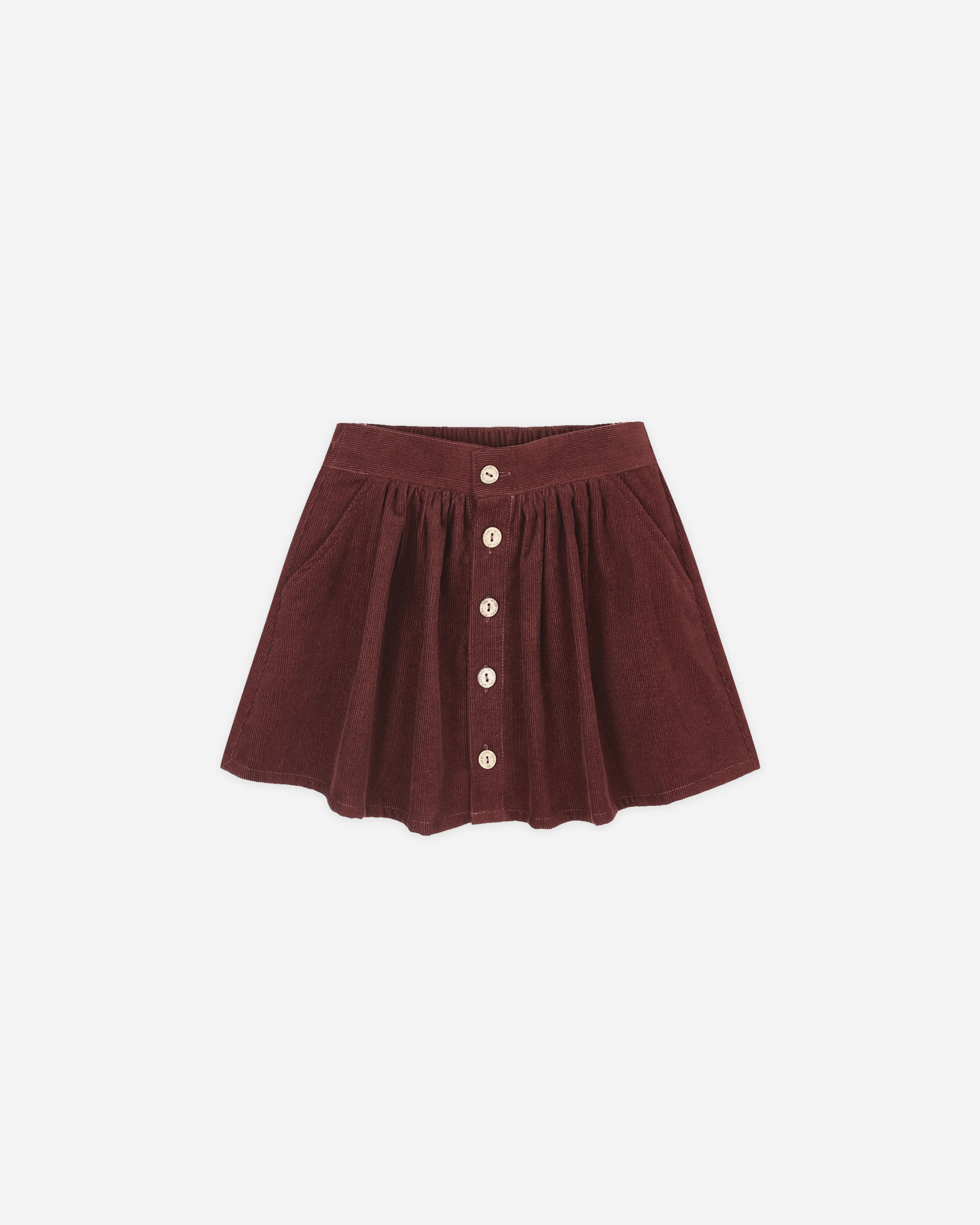 Button Front Mini Skirt || Burgundy | Rylee + Cru