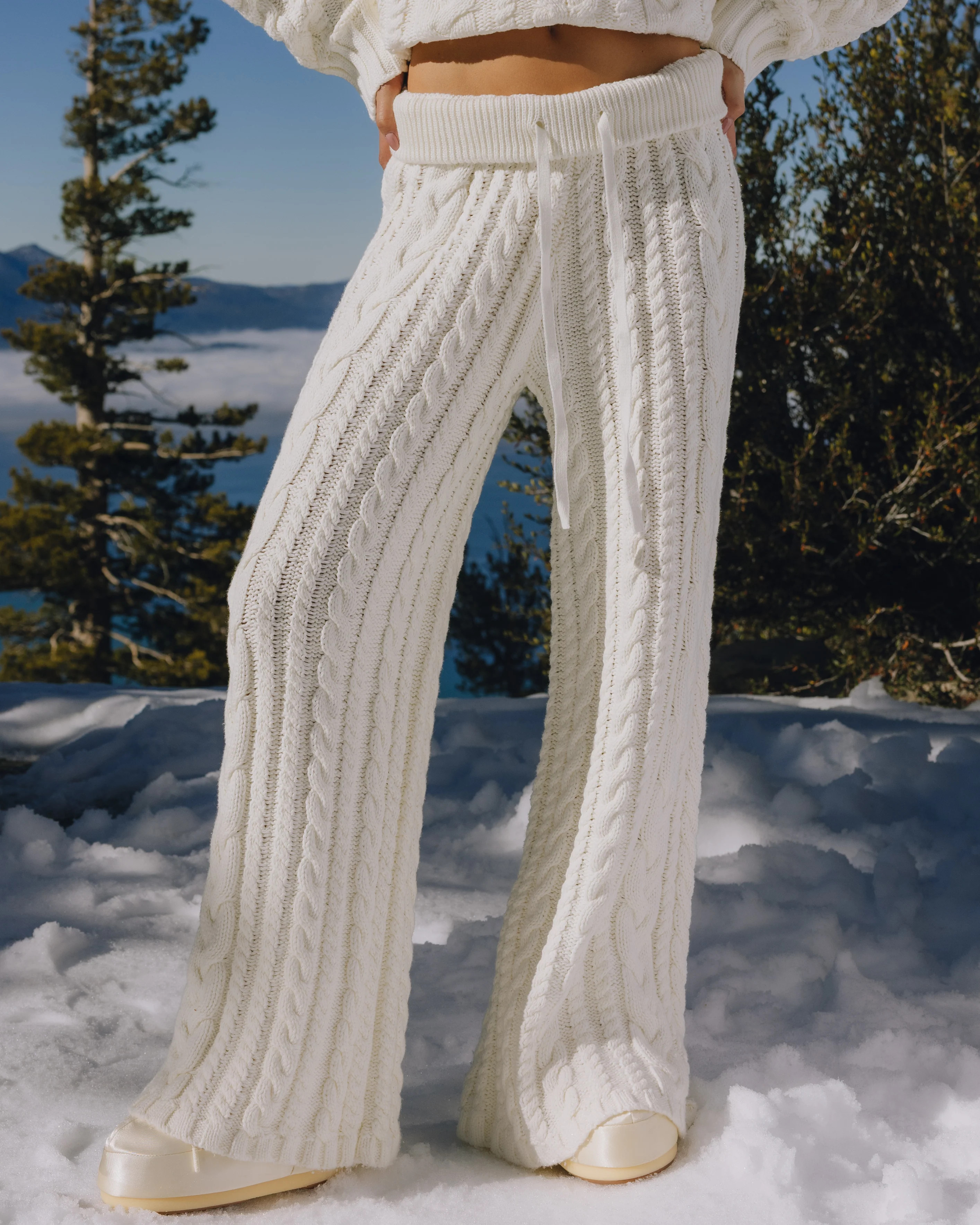 Cable Knit Resort Pants - Cream | Daily Drills LLC