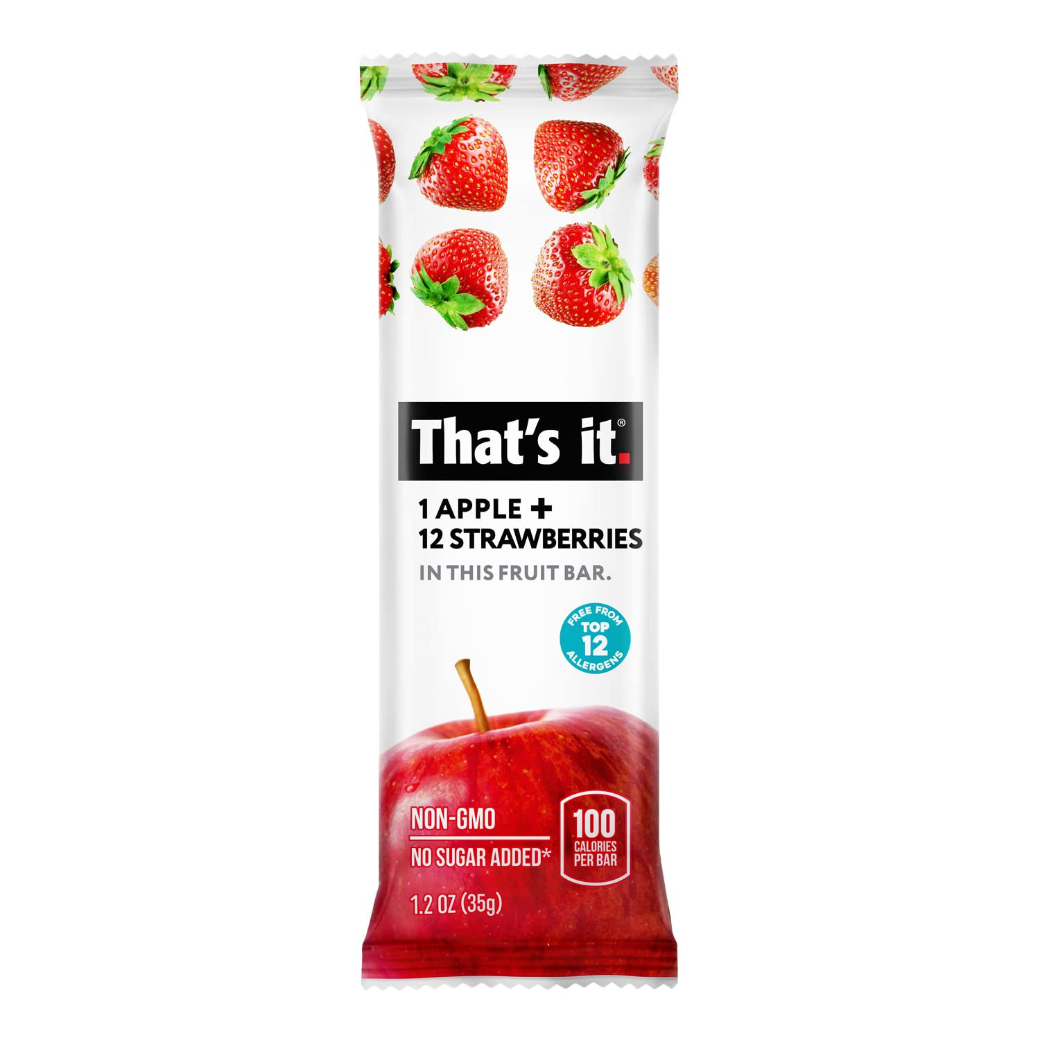 That's it. Apple + Strawberry 100% Natural Real Fruit Bar, Best High Fiber Vegan, Gluten Free Hea... | Amazon (US)