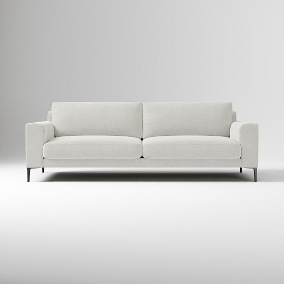 Harper 96" Sofa, Performance+ Yarn Dyed Linen Weave, Frost Gray, Dark Bronze | West Elm (US)
