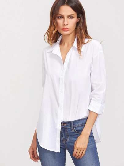 Solid Button Front Blouse | SHEIN