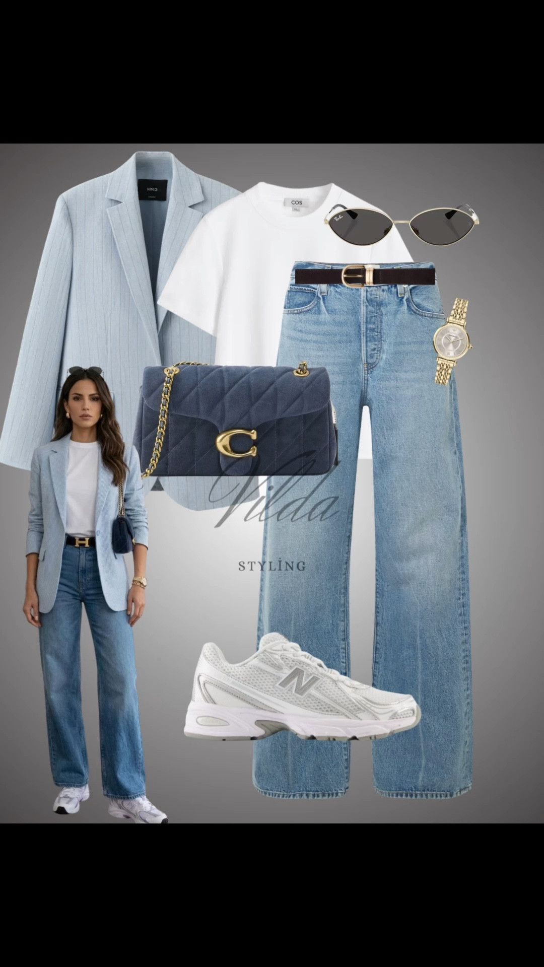 This effortlessly chic look is the ultimate blueprint for Casual Friday or a weekend brunch. It balances the structure of a light blue blazer with the relaxed vibe of wide-leg denim and new balance sneakers. StreetStyle #BlazerOutfit #OOTD 

#LTKSeasonal #LTKgrwm

#LTKspring