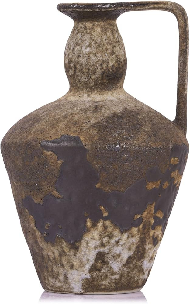 Rustic Terracotta Vase - Large Vintage Clay Vase with Handle for Living Room, Dining Table Center... | Amazon (US)