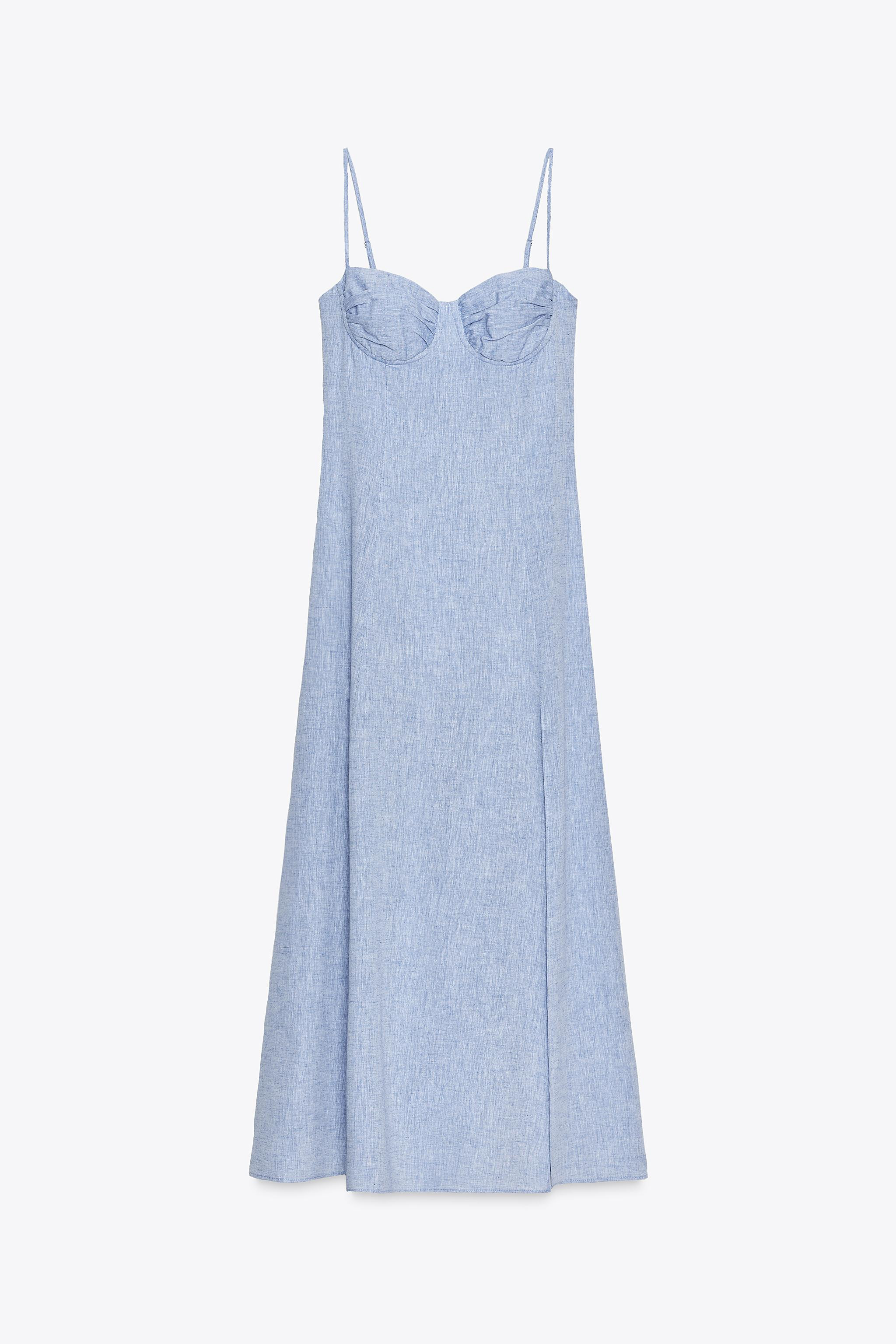 LINEN MIDI CORSET DRESS | Zara US