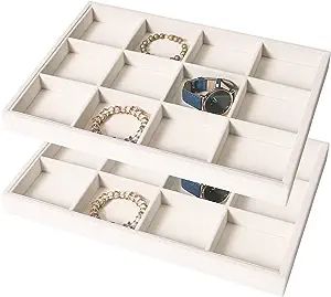 Coward 2PC Stackable 12 Grids Jewelry Organizer Tray Bracelet Display Stand for Selling Velvet Ne... | Amazon (US)