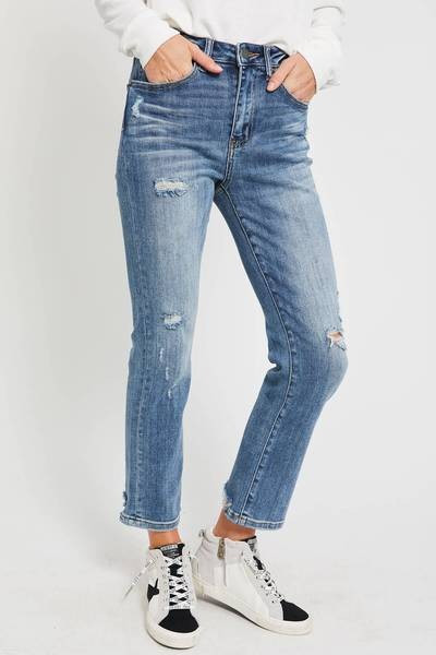 Risen Vintage Wash Straight Leg Jeans | Social Threads