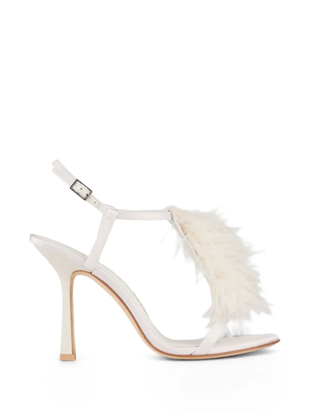 Kat Maconie Faryal feather-trim T-bar sandals - White | Farfetch Global