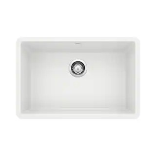 Blanco PRECIS Undermount Granite Composite 27 in. Single Bowl Kitchen Sink in White 522429 | The Home Depot
