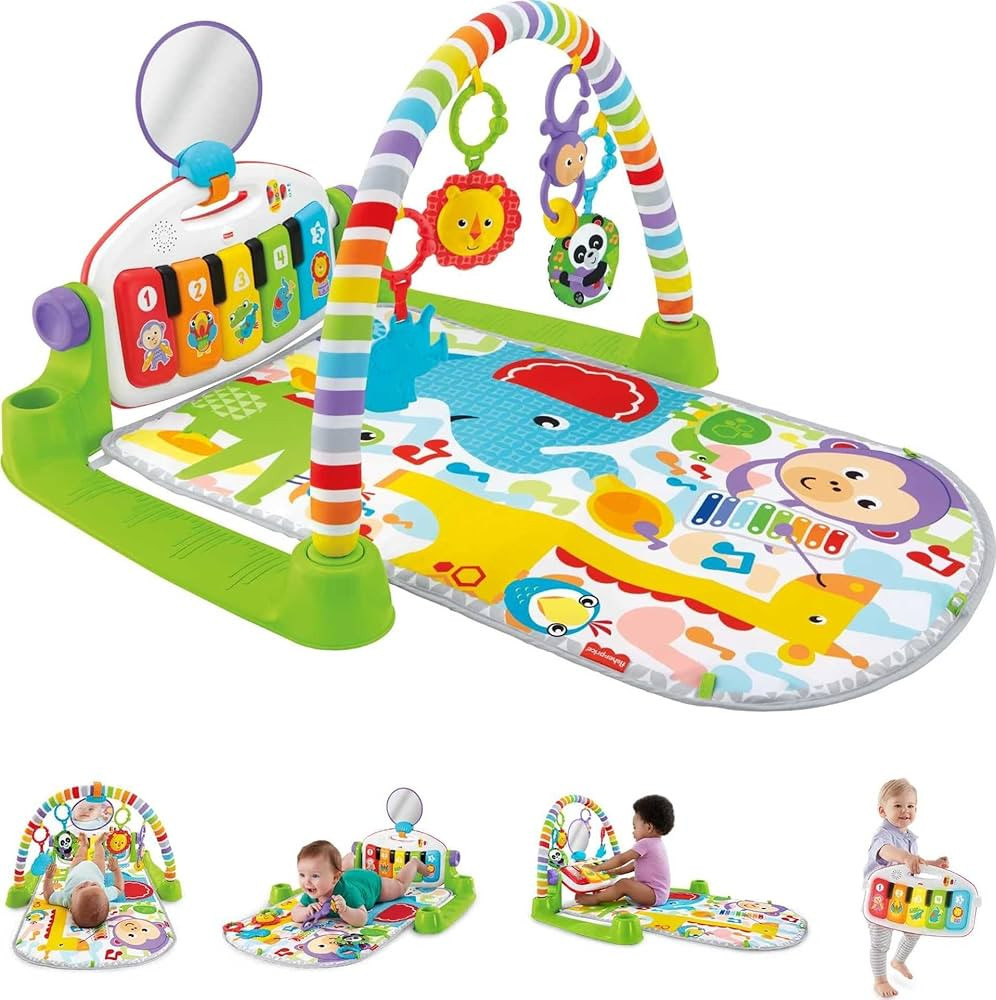 Fisher-Price Baby Playmat Deluxe Kick & Play Piano Gym, Green Musical Learning Toy with Developme... | Amazon (US)