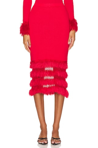 ANDREEVA Knit Skirt With Handmade Details in Red from Revolve.com | Revolve Clothing (Global)