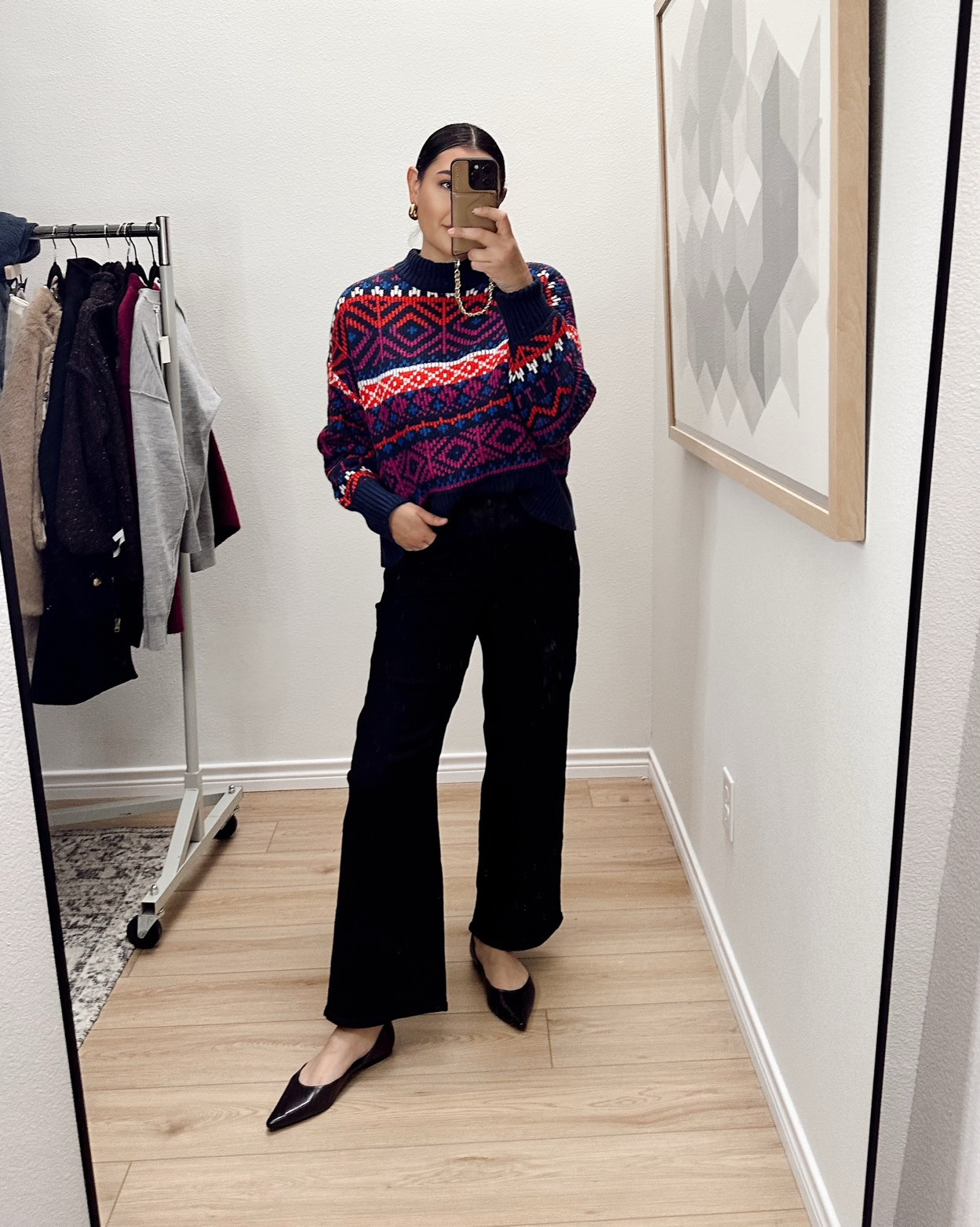 Loved this one but I should have stayed with the medium! It’s mean to be boxy and cropped and when I sized up it was no longer cropped. Such a fun festive sweater. Very thick, bouncy knit as well. 
Warm-ish, kept me warm with just this on a 55º walk. 

I'm in the 30 of the jeans but need the 29! They run big! 40% off at Madewell! 

 #LTKCyberWeek #LTKFindsUnder100