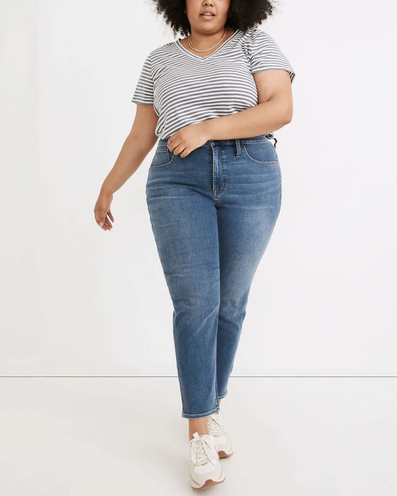 These high-rise plus size jeans feature a vintage denim look with plenty of stretch. | Dia&Co | Dia&Co