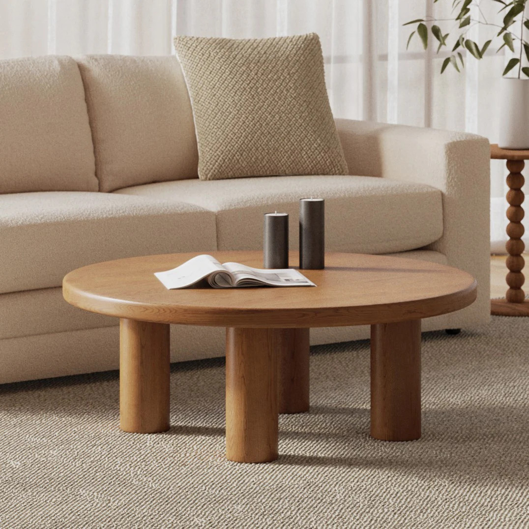 Adel 42" Round Coffee Table - Smoked Oak | Article