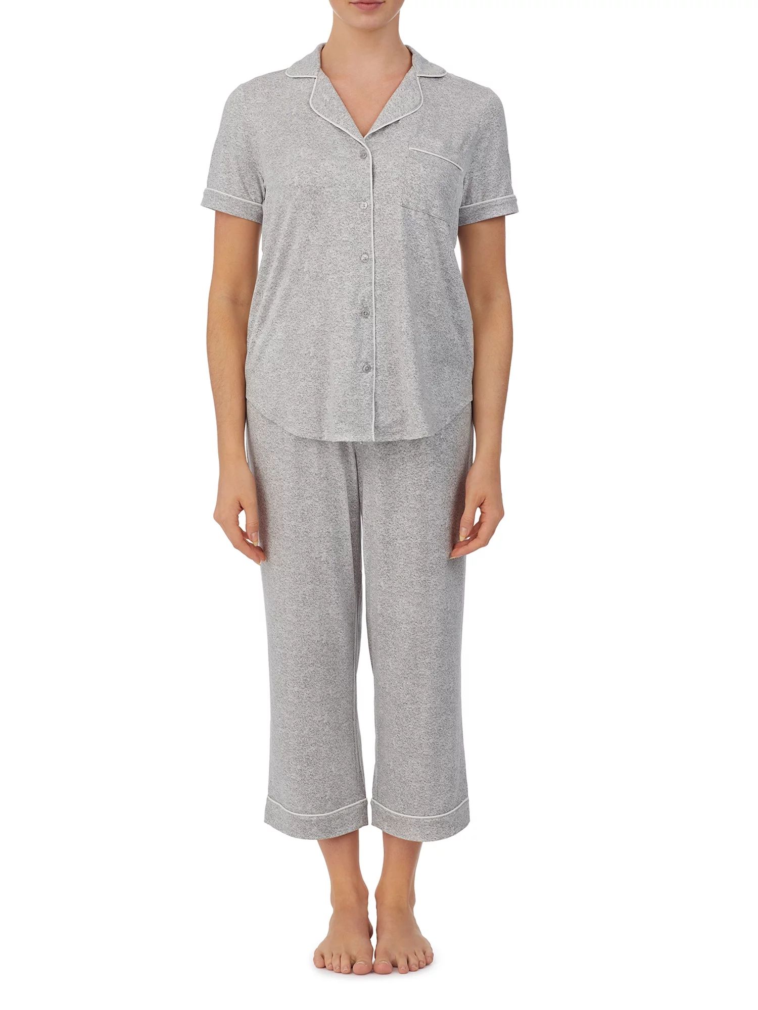 Secret Treasures Women's and Women's plus Traditional Short Sleeve Notch Collar Knit PJ - Walmart... | Walmart (US)