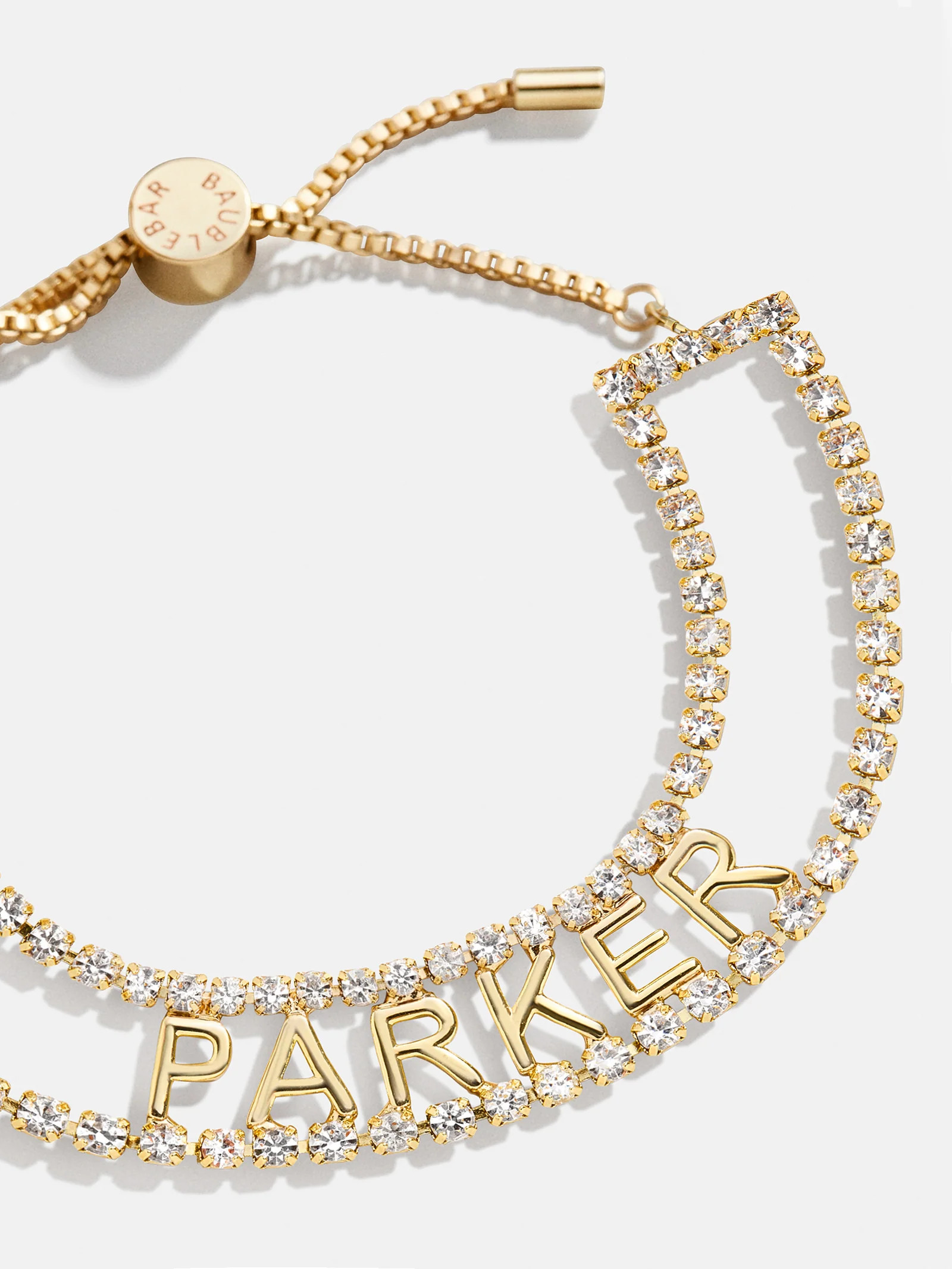 Custom Gold Nameplate Tennis Bracelet - Clear/Gold | BaubleBar (US)