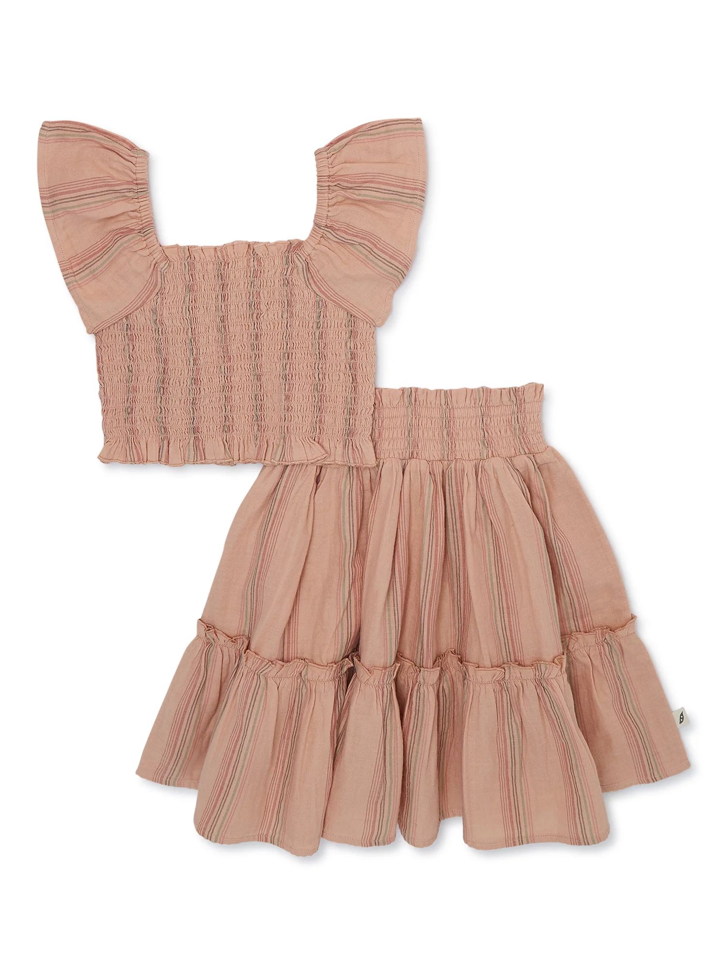easy-peasy Baby and Toddler Girl Smocked Top and Skirt Set, 2-Piece, Sizes 12 Months-5T | Walmart (US)