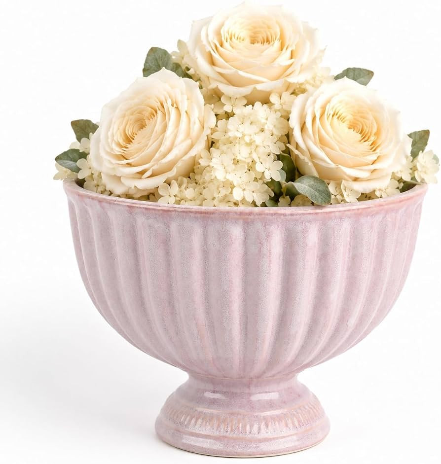 DOWAN 8'' Purple Pedestal Decorative Bowl \u2013 Handcrafted Reactive Glaze Footed Ceramic Center... | Amazon (US)
