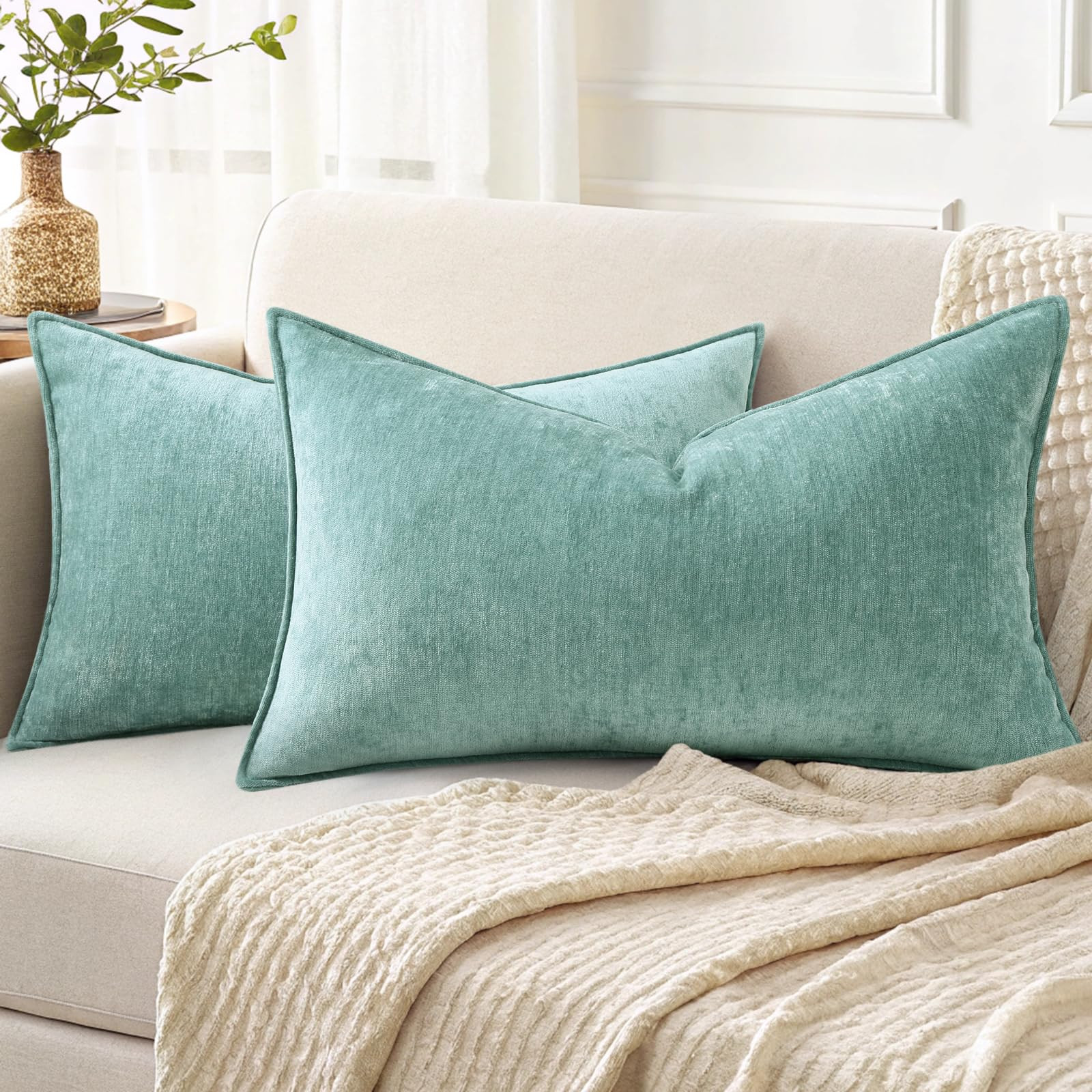 decorUhome Summer Couch Throw Pillow Covers 12x20 Set of 2, Decorative Soft Velvet Modern Cozy Ch... | Amazon (US)
