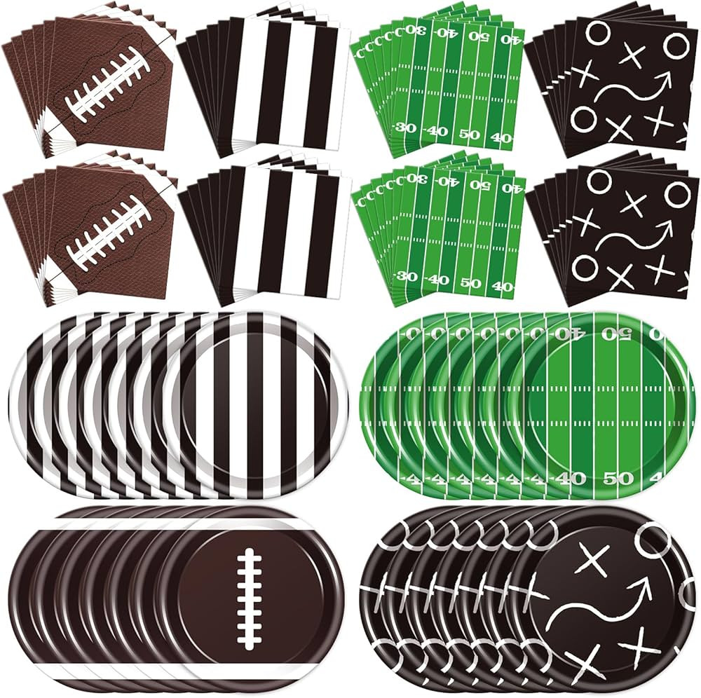 Zhehao 80 PCS Football Plates and Napkins Bulk, Football Party Supplies Set, Including Football T... | Amazon (US)