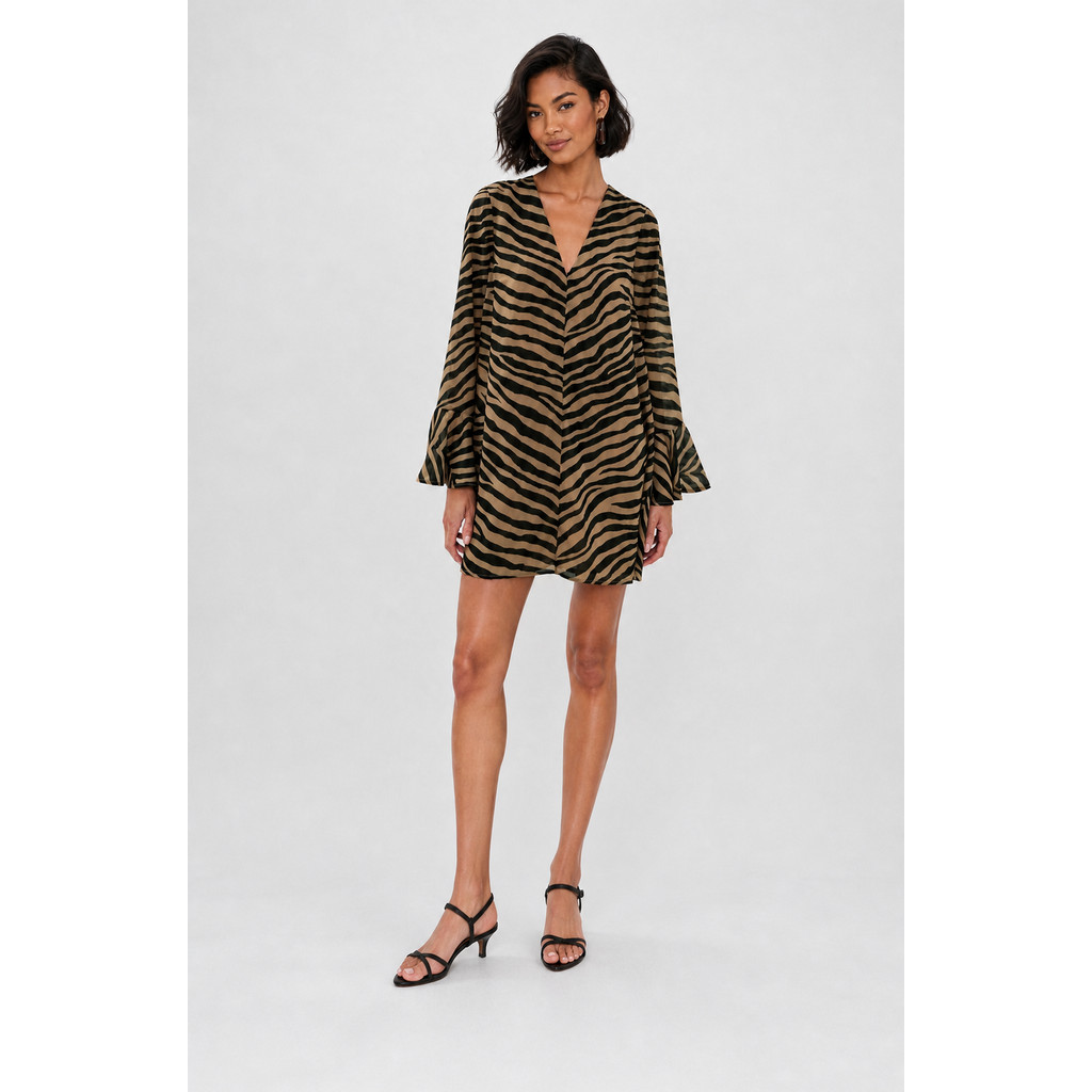 SIMONMILLER Marion Chiffon Dress in Tiger Stripe at Nordstrom, Size Large | Nordstrom