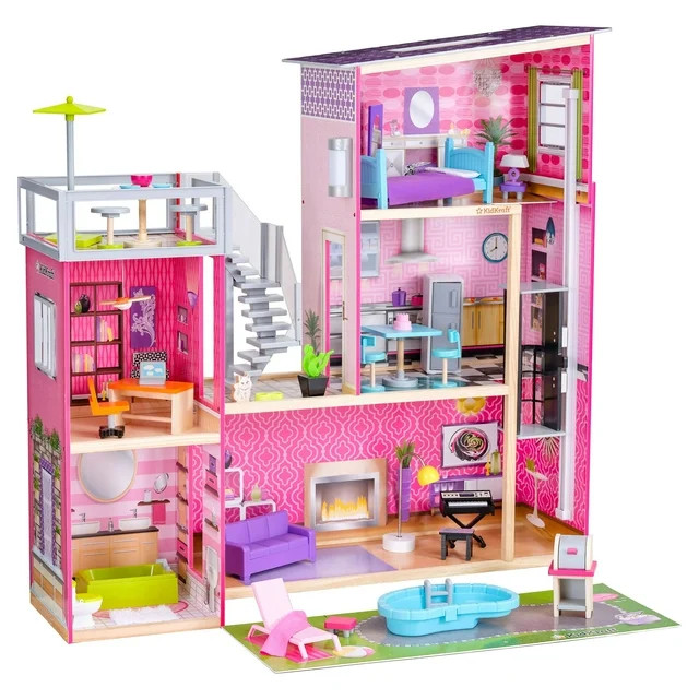 KidKraft Uptown Wooden Dollhouse with 36 Accessories, Ages 4 & up | Walmart (US)
