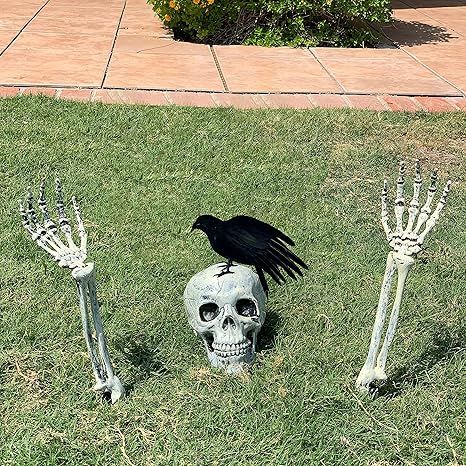 LRIGYEH Halloween Decorations Skeleton Stakes with Crow Set, Groundbreakers for Best Halloween Ya... | Amazon (US)