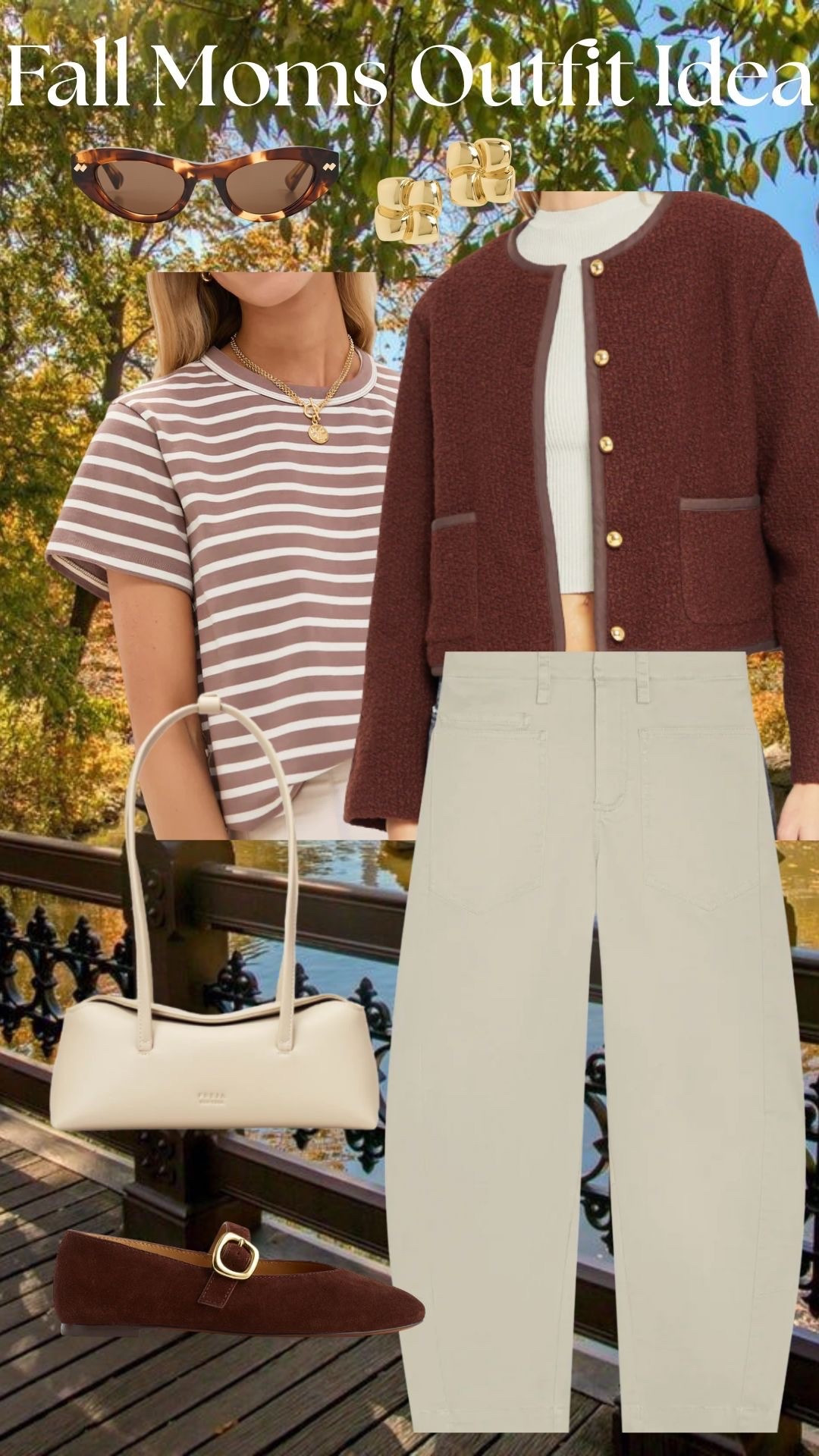 Fall Moms Outfit Idea!
Bottega sunglasses, Gold Earrings, Striped T-shirt, Brown Cropped Sweater, Small Cream Bag, Mary Jane Flats

#LTKShoeCrush #LTKSeasonal #LTKStyleTip