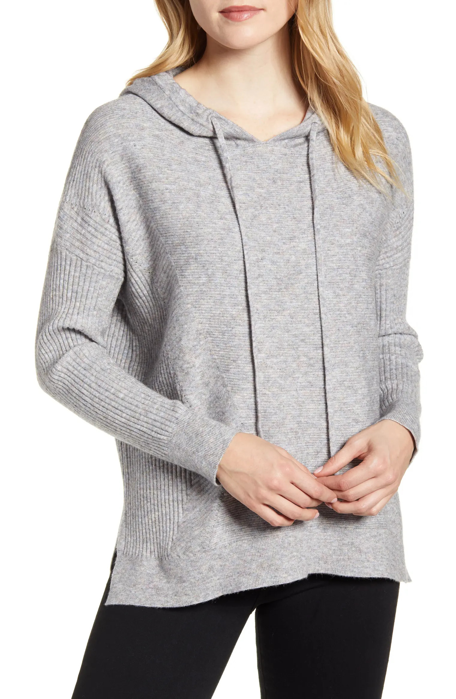 Mixed Rib Stitch Hooded Sweater | Nordstrom