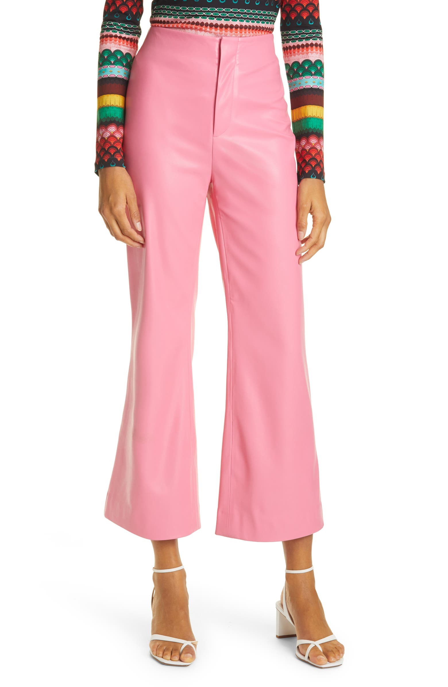 Lorinda High Waist Crop Flare Faux Leather Pants | Nordstrom