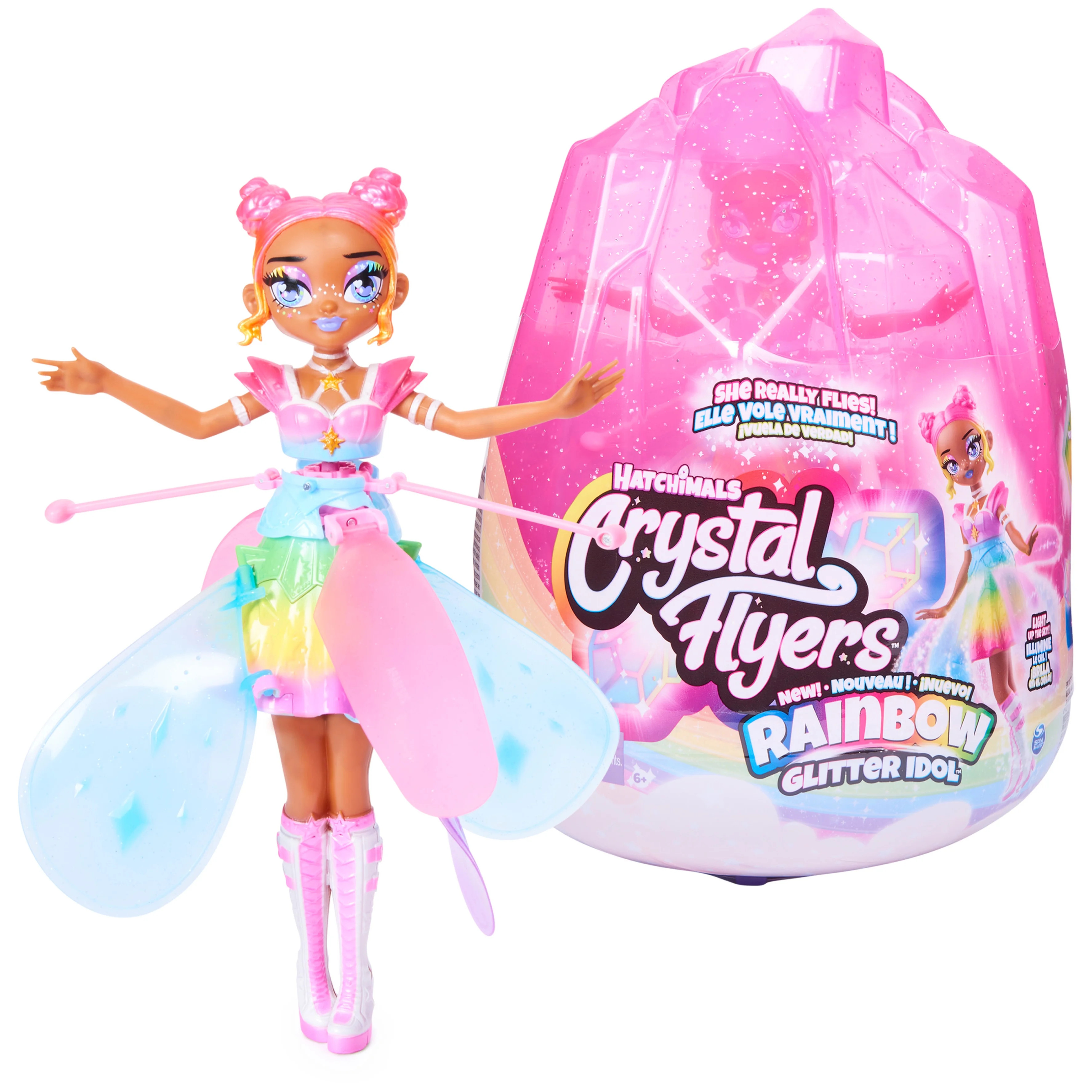 Hatchimals Crystal Flyers Rainbow Glitter Idol Flying Toy with Lights | Walmart (US)