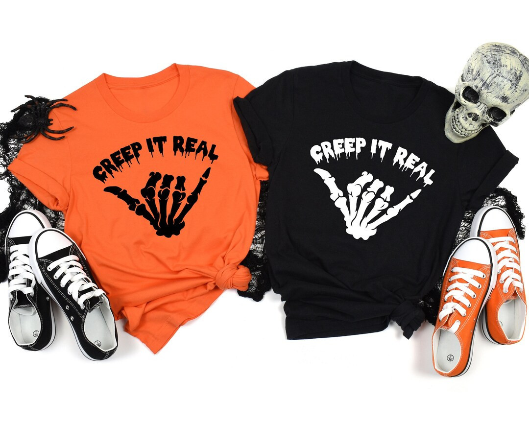 Creep It Real Shirt, Halloween Skeleton Shirt, Funny Halloween Sweatshirt, Halloween Party Shirts... | Etsy (US)