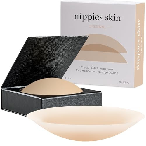 Nippies Nipple Cover - Sticky Adhesive Silicone Nipple Pasties - Reusable Pasty Nipple Covers for Women with Travel Box (Small (Fits A-C Cups), Original, Crème) | Amazon (US)