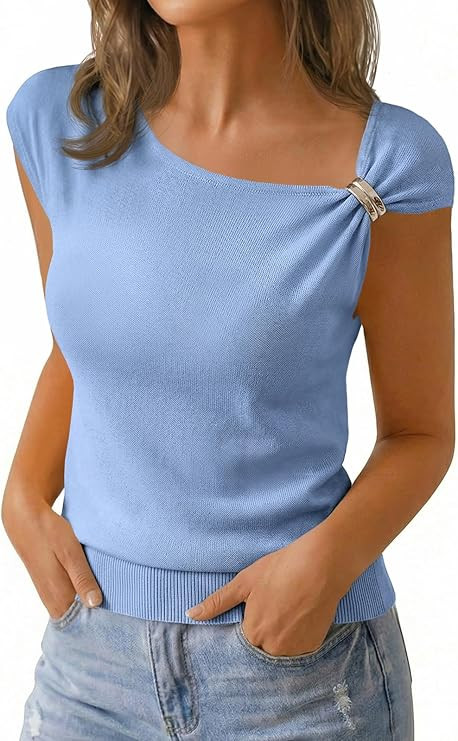Saodimallsu Womens Sleeveless Sweater Tops Summer Casual Boat Neck Lightweight Knit Loose Trendy ... | Amazon (US)