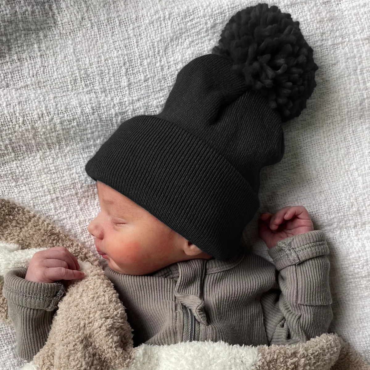 Baby's First Hat, Black Pom | SpearmintLOVE