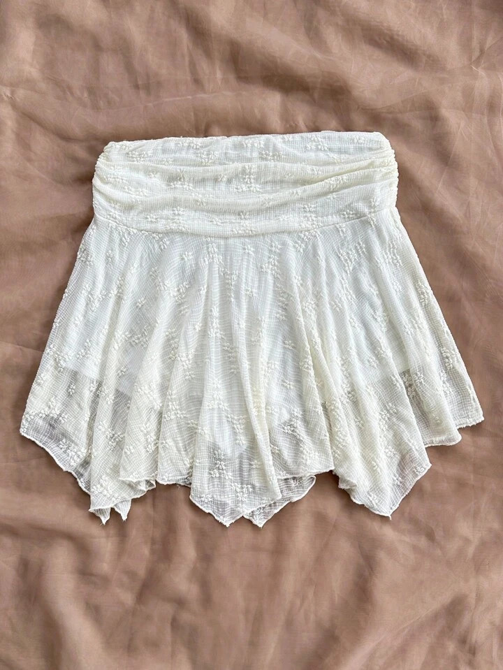 SHEIN WYWH Women's Vacation Asymmetrical Hem Knitted Skirt, White, Elastic Waist Skirt, Summer Sk... | SHEIN