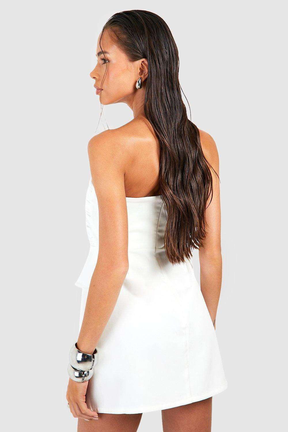 Satin Detail Tailored Bandeau Mini Dress | Boohoo.com (UK & IE)