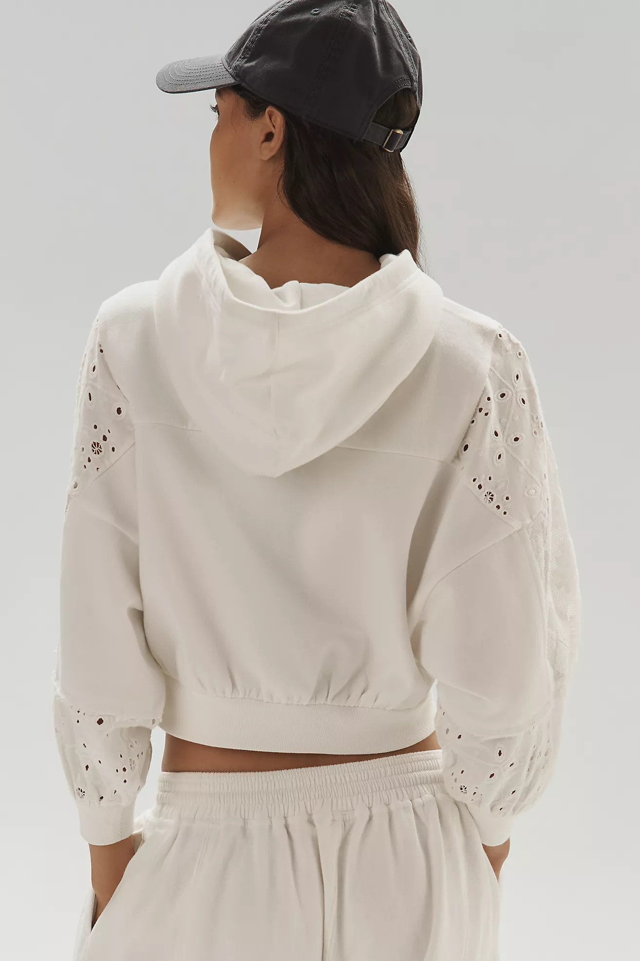 Daily Practice Rhythmic Lace Mesh Hooded Sweatshirt | Anthropologie (US)