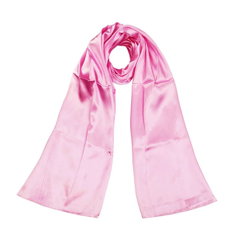 Elegant Silk Feel Solid Color Satin Oblong Scarf Wrap | Walmart (US)
