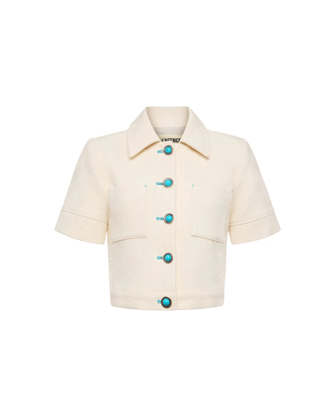 CHITA CROP SHIRT SLEEVE JACKET IVORY / 6 | FEBE Clothing