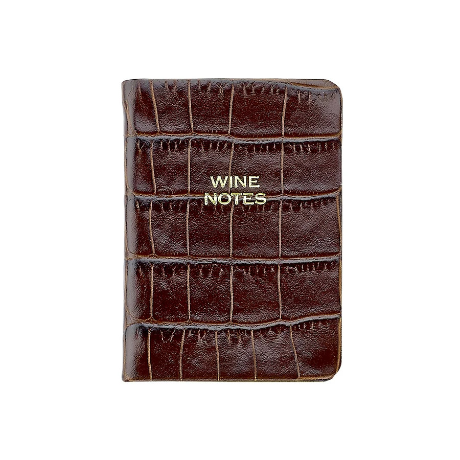 Mini Wine Notes | Brown Crocodile Embossed Leather | GiGi New York / Graphic Image