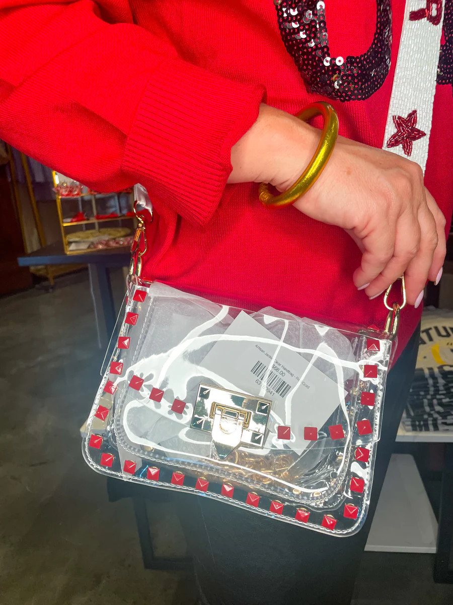 Artisan Jackie Clear Handbag - Red/Gold | Revel Boutique