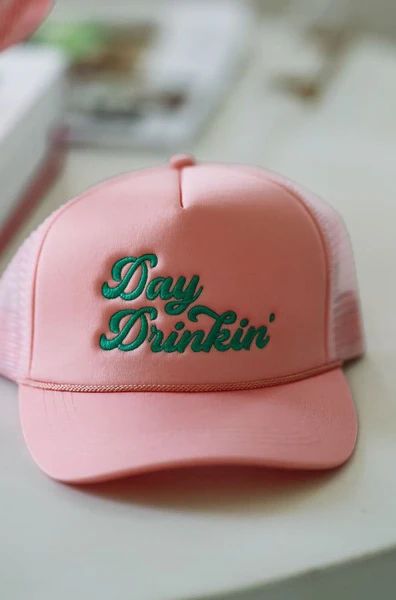 Day Drinkin' Embroidered Trucker Hat - Pink | Hazel and Olive