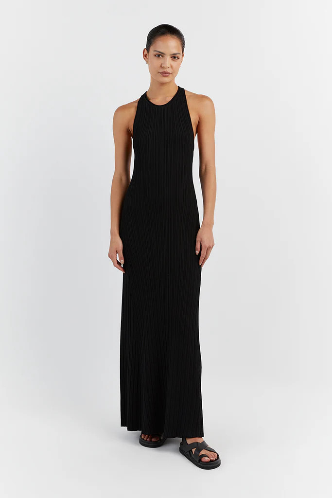 RIVER BLACK BACKLESS MAXI DRESS | DISSH