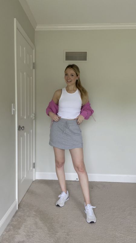 Casual date outfit - wearing small in skort - sized up to medium in cropped jacket 