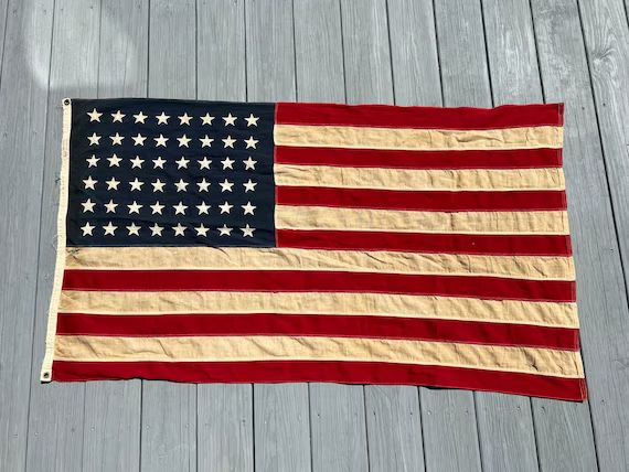 Vintage 48 Star American Flag  Tattered and Distressed 3 X 5 - Etsy | Etsy (US)