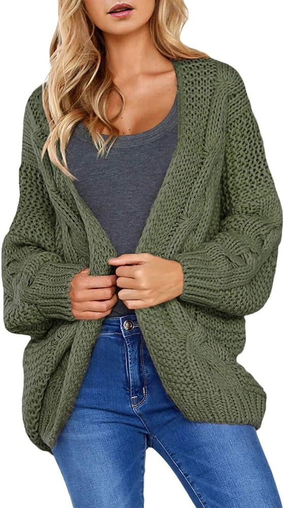 Astylish Womens Open Front Long Sleeve Chunky Knit Cardigan Sweaters Loose Outwear Coat | Amazon (US)