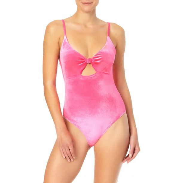 No Boundaries Juniors Knot Front Solid One Piece Swimsuit | Walmart (US)