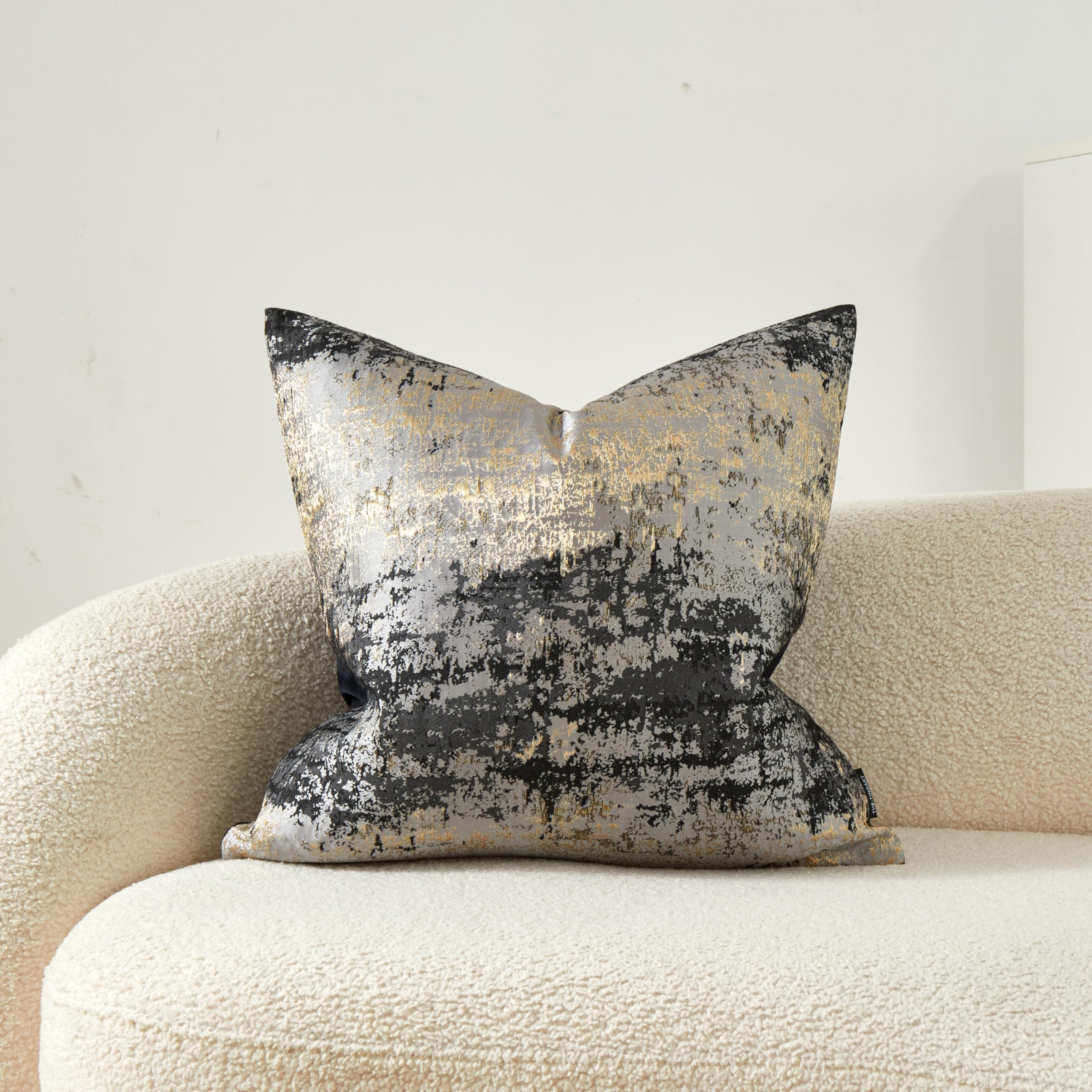 THE-TINOART Grey Decorative Throw Pillows Cover Glitter Gold Splashed Black Jacquard Throw Pillow... | Amazon (US)