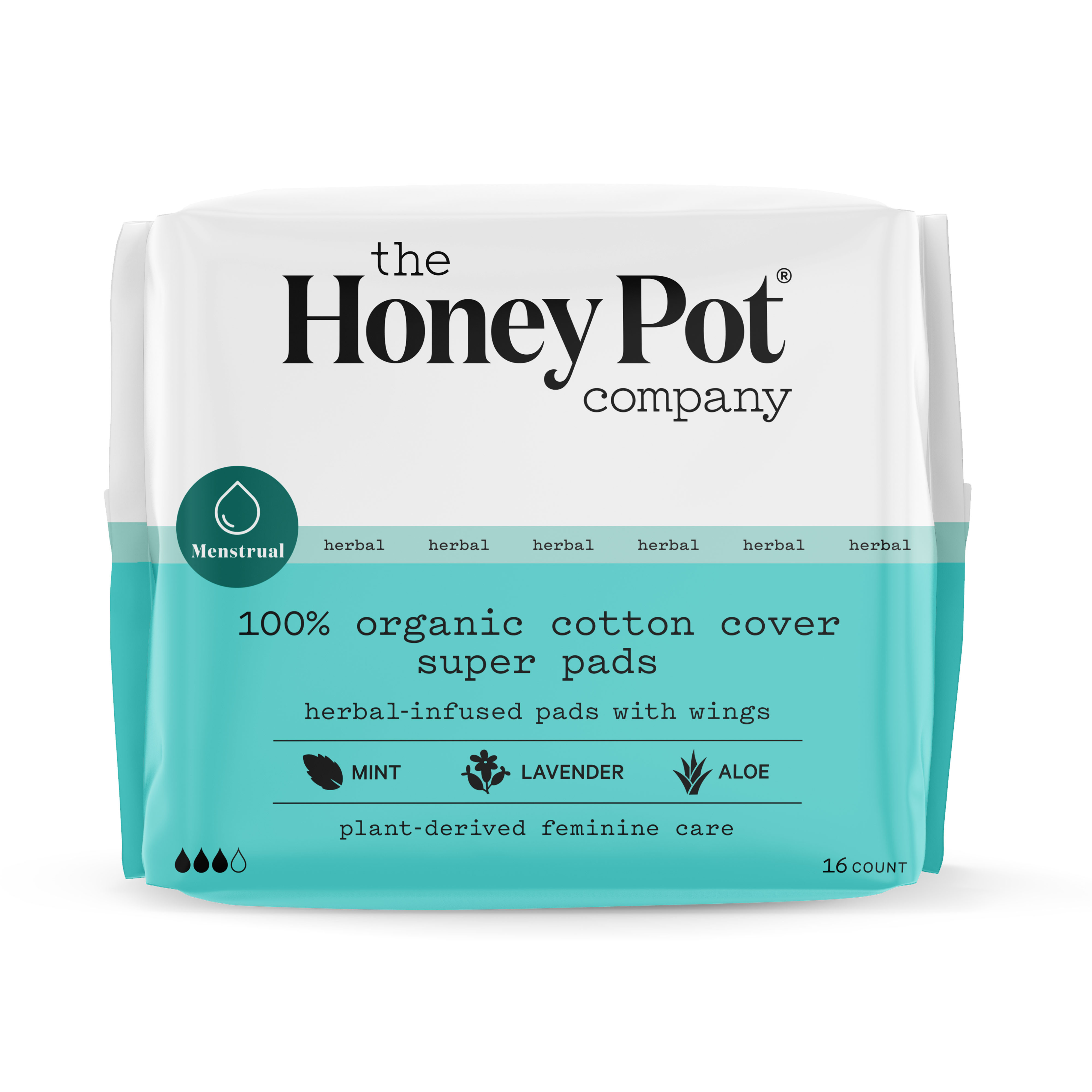 The Honeypot Company 100% Organic Cotton Cover Super Menstrual Pads - Herbal-Infused | Grove