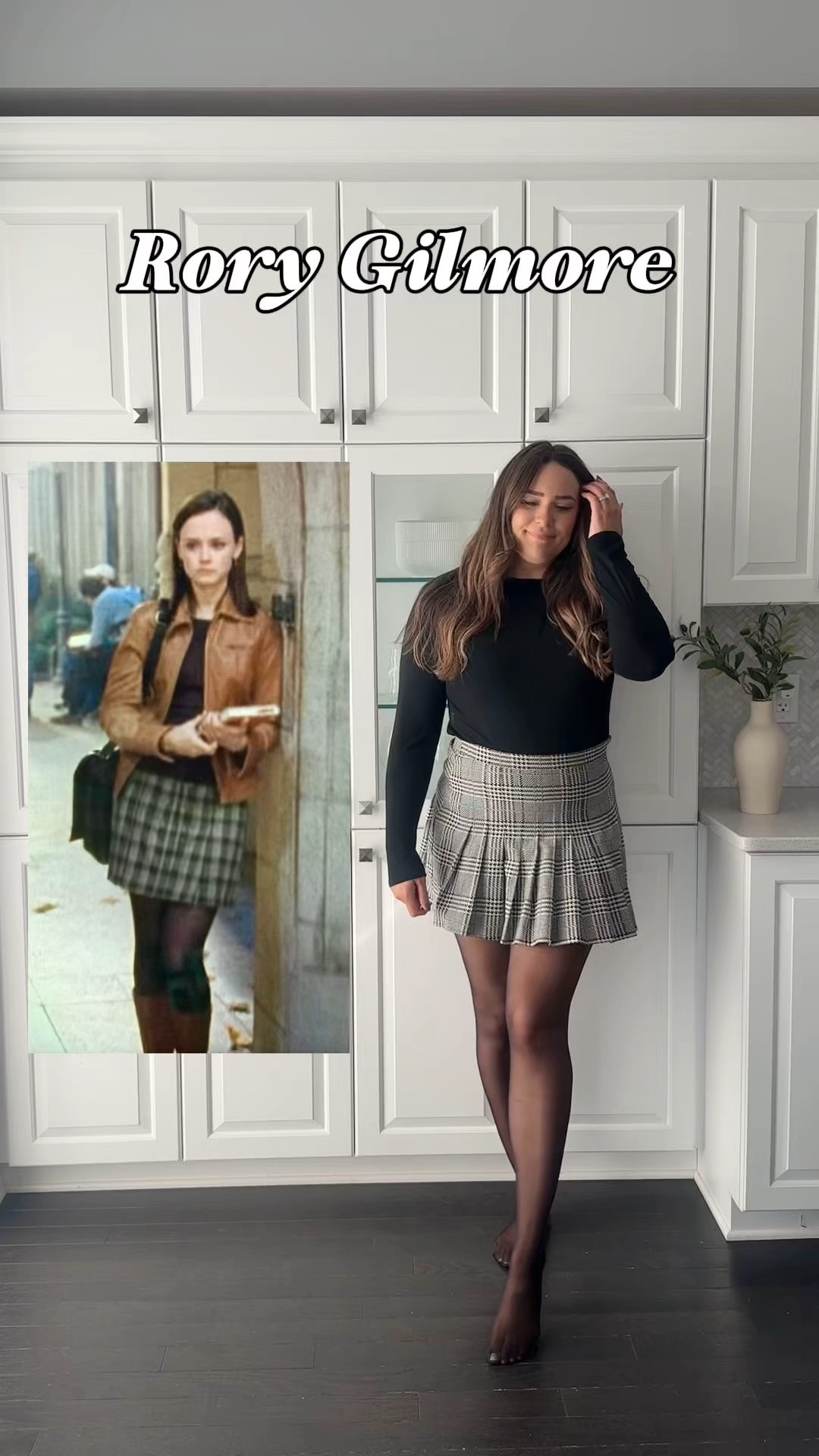 Rory Gilmore outfit inspiration for fall! Plaid pleated skirt, black crew long sleeve top, sheer tights, black boots 

#LTKMidsize #LTKShoeCrush #LTKFindsUnder50